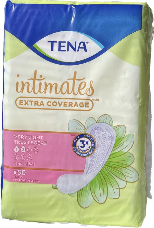 TENA Very Light Female Incontinent Pad Extra coverage 50 count