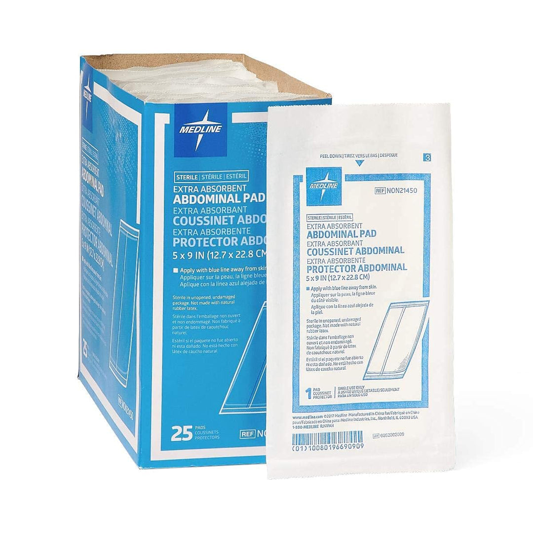 Medline Abdominal Pads Sterile, 18 in a box