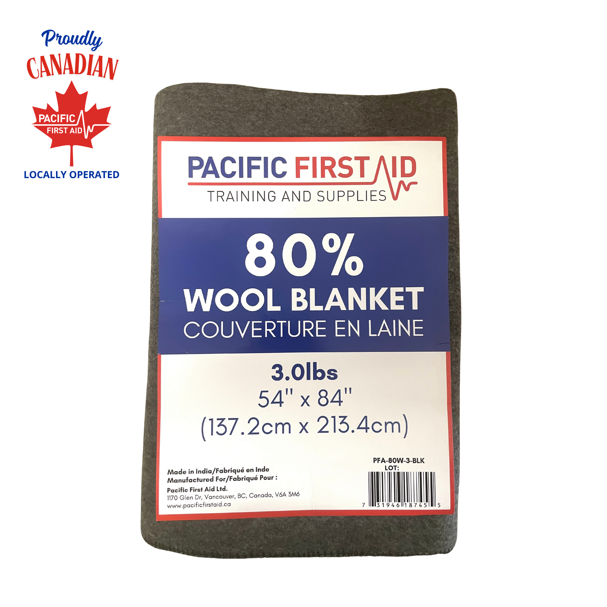 Emergency Grey Wool Blanket 80% wool – Pacific First Aid