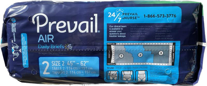 Prevail Air Daily Briefs Ultimate plus Absorbency Size 2 - 18 count Adult diaper