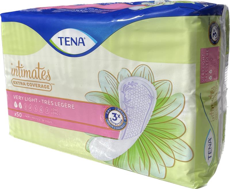 TENA Very Light Female Incontinent Pad Extra coverage 50 count