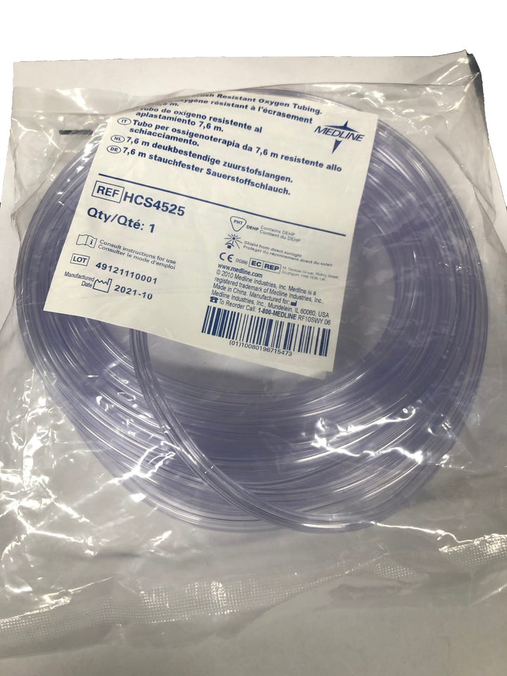 Crush-Resistant Oxygen Tubing 25ft Clear 25in (ea)