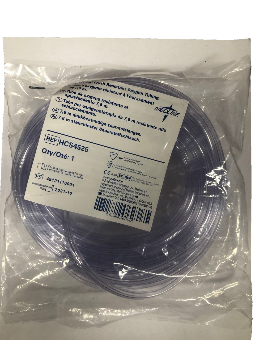 Crush-Resistant Oxygen Tubing 25ft Clear 25in (ea)
