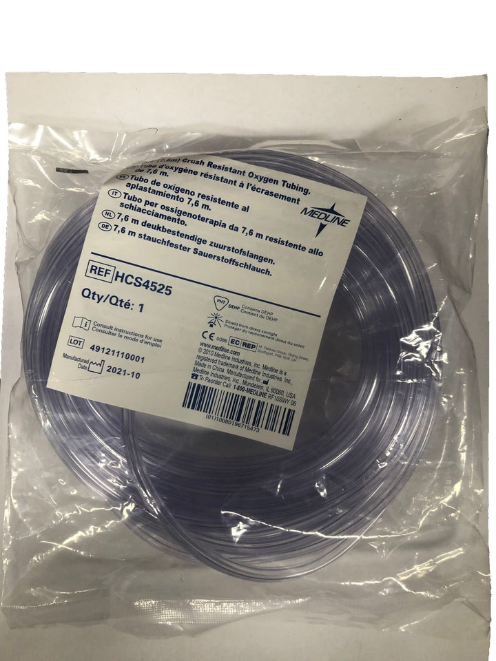 Crush-Resistant Oxygen Tubing 25ft Clear 25in (ea)