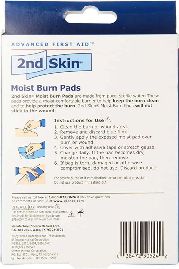 Moist Burn Pads - 2nd Skin Relief