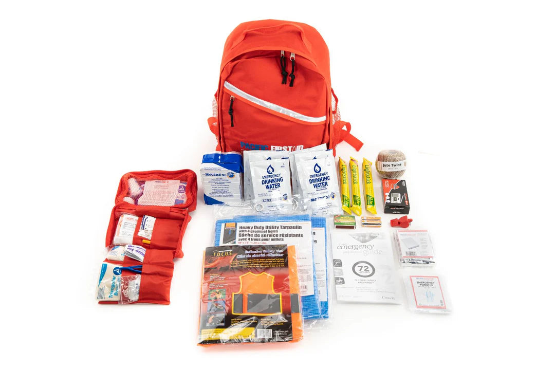 Image of the PFA branded 72-hour disaster survival kit backpack