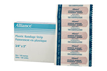 Alliance Plastic Strip Bandage, 3/4" x 3", Latex Free 100/box