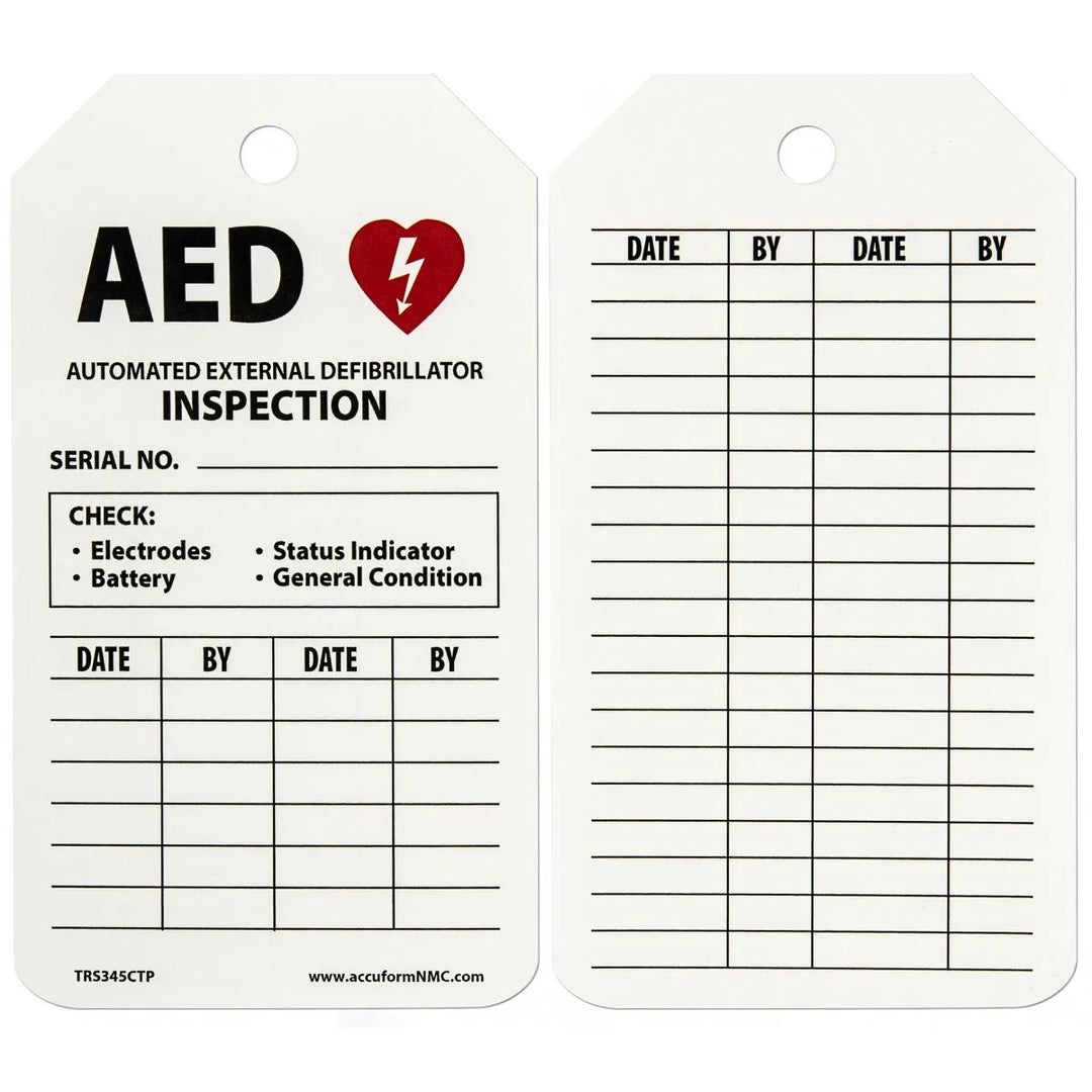 AED Status Safety Tag – Automatic External Defibrillator Inspection