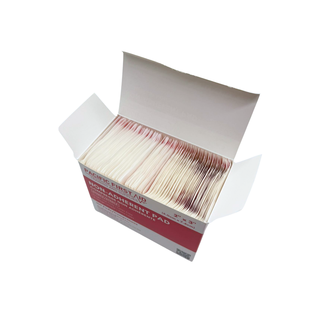 Non-Adherent Pads – Sterile, Latex-Free (2" x 3" & 3" x 4") – Box of 100