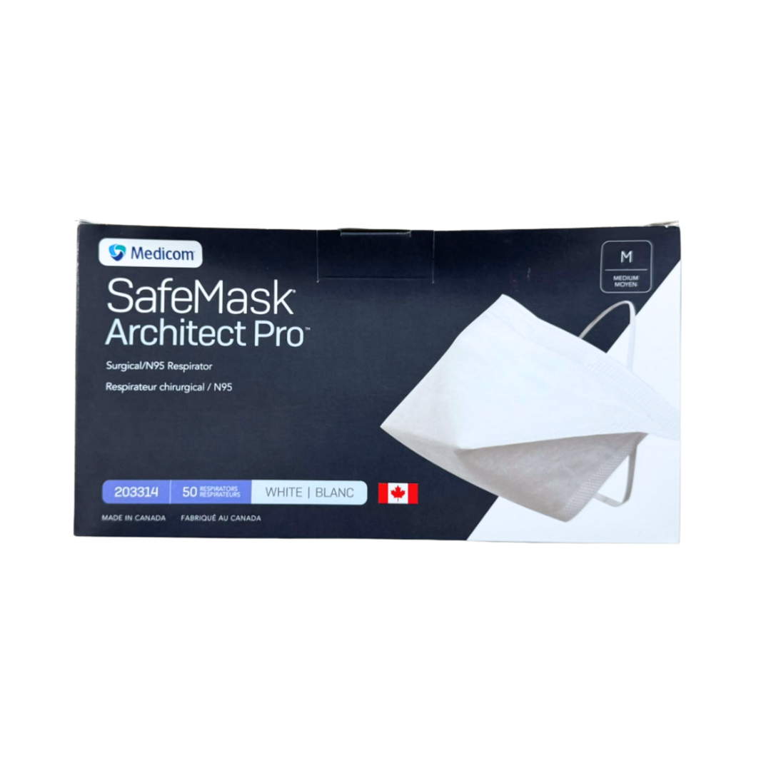 Medicom SafeMask Architect Pro N95 Surgical Respirator – Made in Canada (50 pcs)