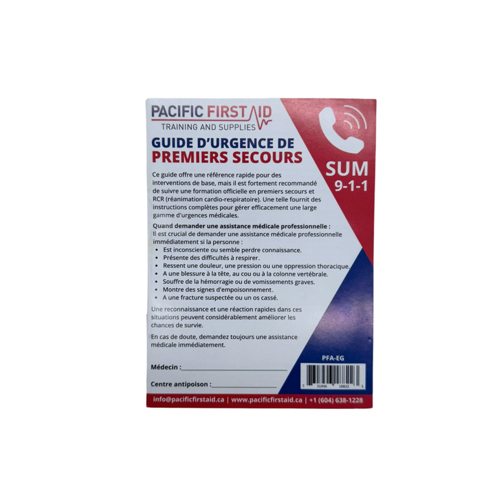 First Aid Emergency Guide – Bilingual English & French Pocket Book