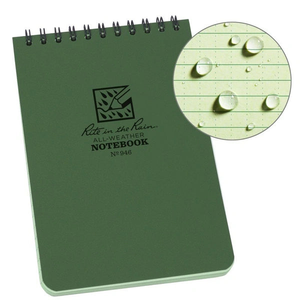Rite in the Rain 4x6 waterproof top spiral notebook with durable cover