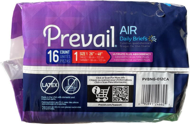 Prevail Air Daily Briefs Ultimate plus Absorbency Size 1 - 20 count Adult diaper