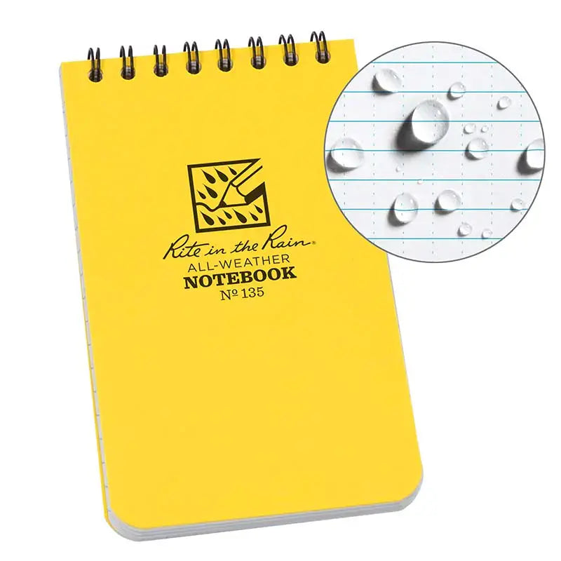 Yellow Notebook with Rite in the Rain branding