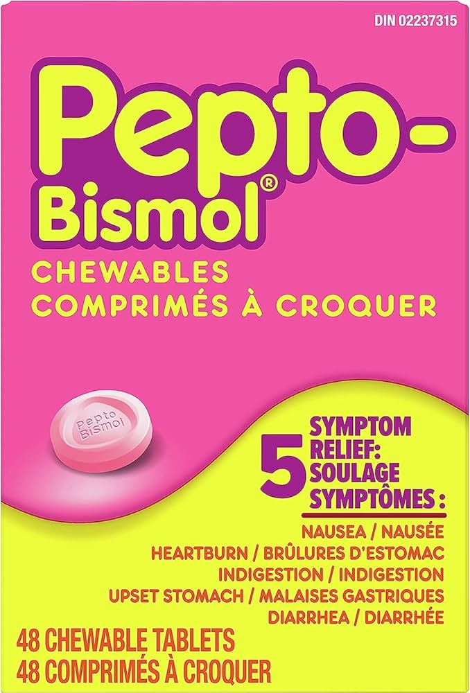Pepto-Bismol Chewables, 5-Symptom Digestive Relief – Pacific First Aid