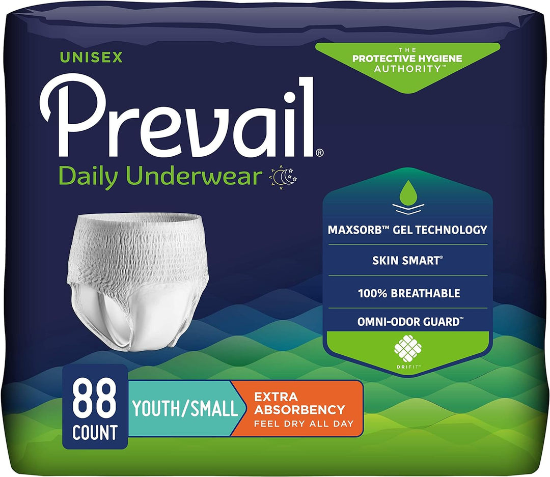 Prevail Extra Absorbency Incontinence Underwear, Youth/Small Adult, 22-Count