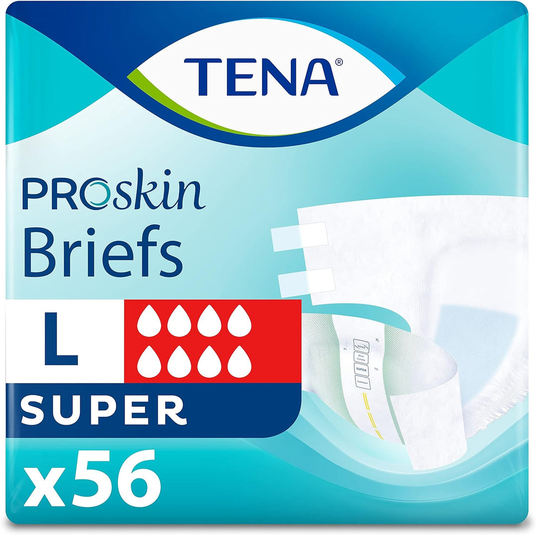 TENA Incontinence Briefs, Uni-Sex Fit, Super Absorbency, Large 56 count