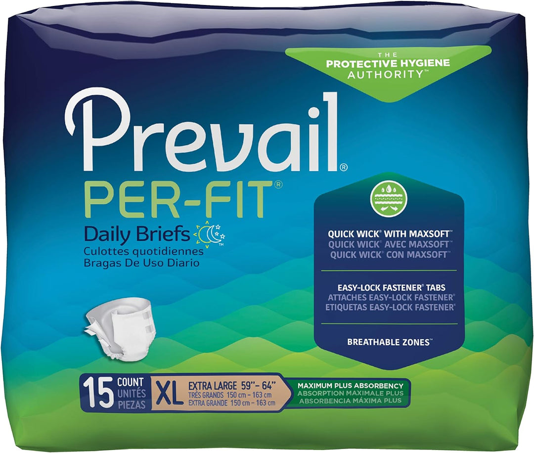 Prevail Per-Fit Maximum Plus Absorbency Incontinence Briefs Extra Large 56 count