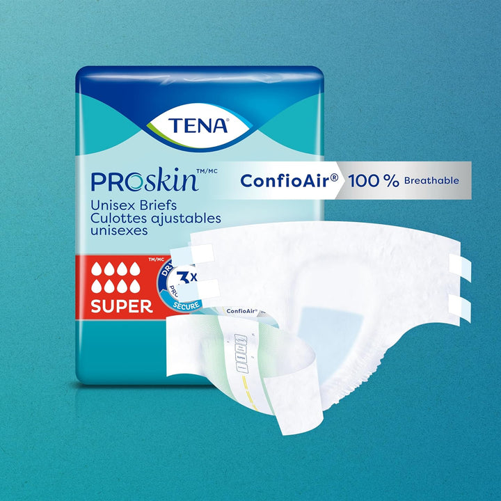 TENA Incontinence Briefs, Uni-Sex Fit, Super Absorbency, Large 56 count
