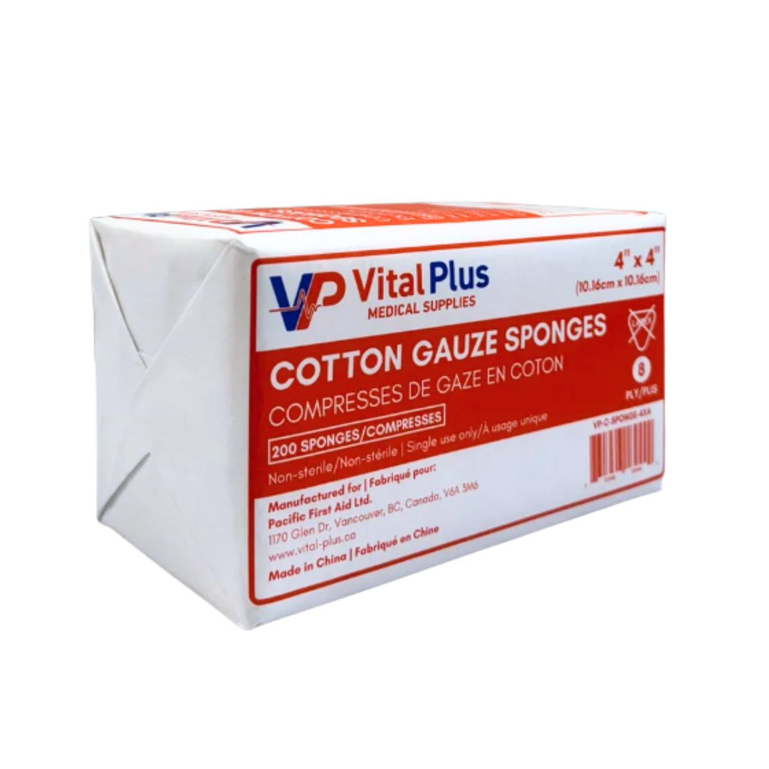 Cotton Gauze Sponges 4"x4" (200/pack)