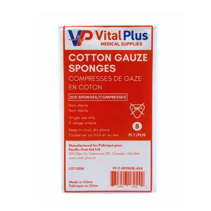 Cotton Gauze Sponges 4"x4" (200/pack)
