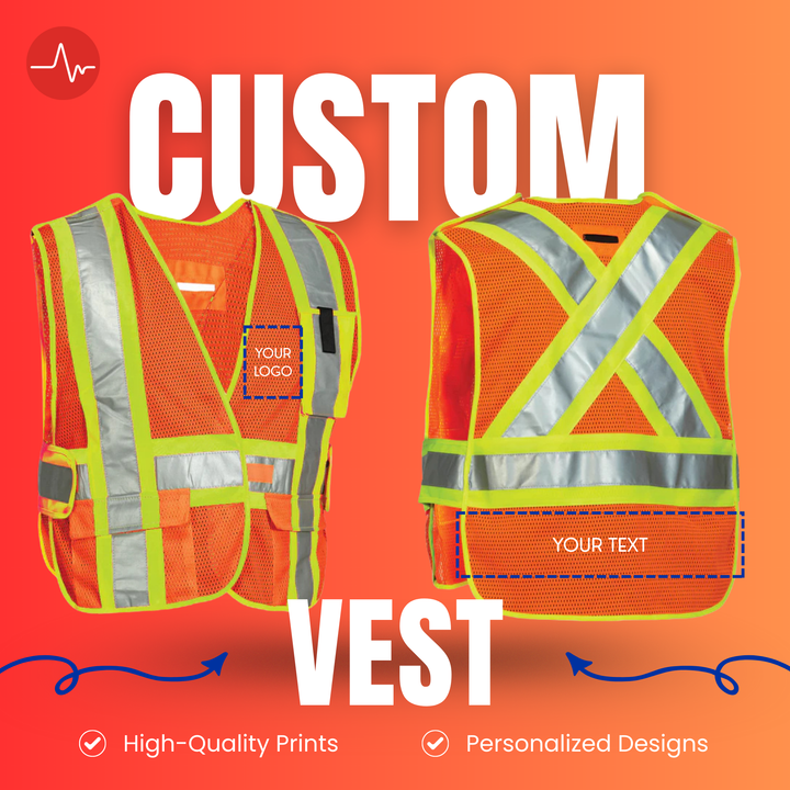 5-Point Tear-away Safety Vest One-Size – Custom Logo & Text Available