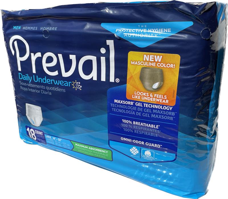 Prevail Men's Daily Underwear Maximum Absorbent Underwear - Large / Extra  Large, 72 ct