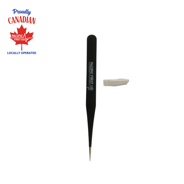 Black Splinter Forceps Fine Point 11.4cm