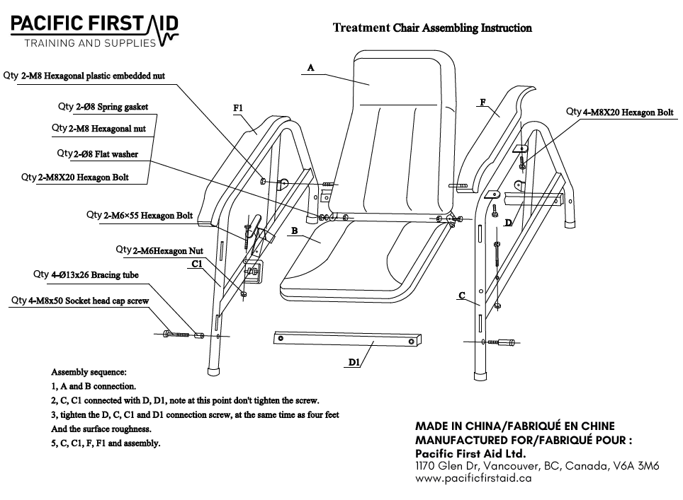 Treatment Chair Complete With Wash Basin & Ring Holder