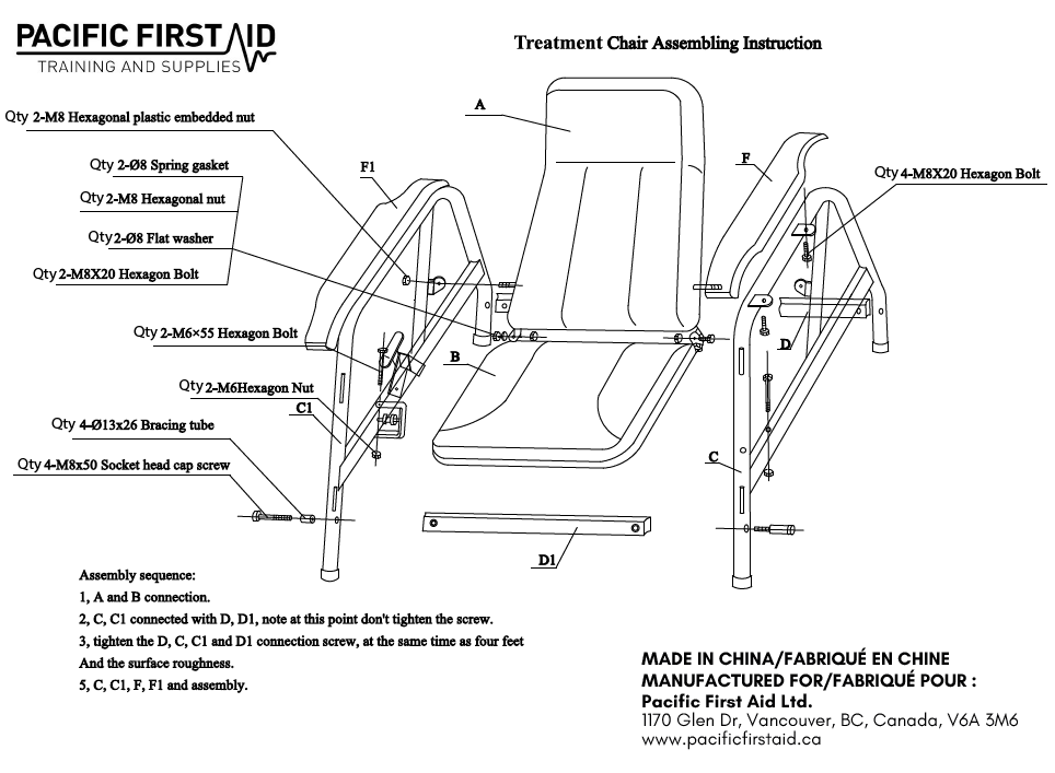 Treatment Chair Complete With Wash Basin & Ring Holder – Pacific First Aid