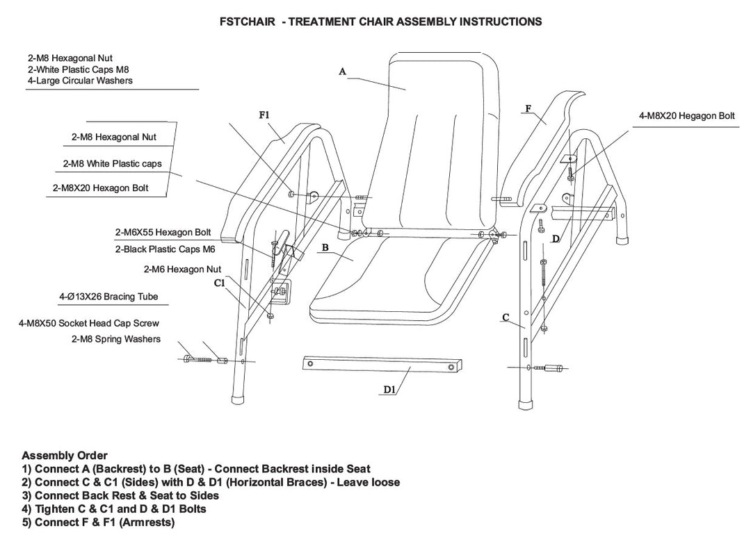 Treatment Chair Complete With Wash Basin & Ring Holder