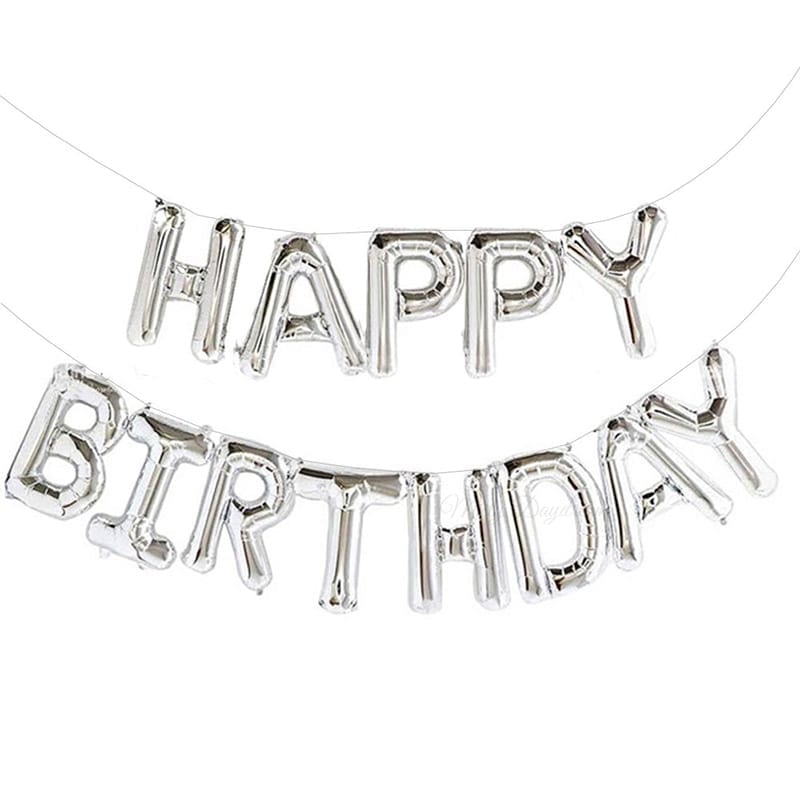 Happy Birthday Balloon Set 14" Silver