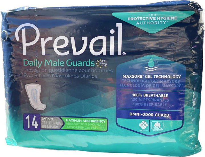 Prevail for Men Daily Male Guards Maximum Absorbency, 14 count