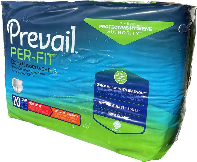 Preva Extra Prevail Per-Fit Daily Underwear Extra Absorbency Medium, 20 Count Adul ...