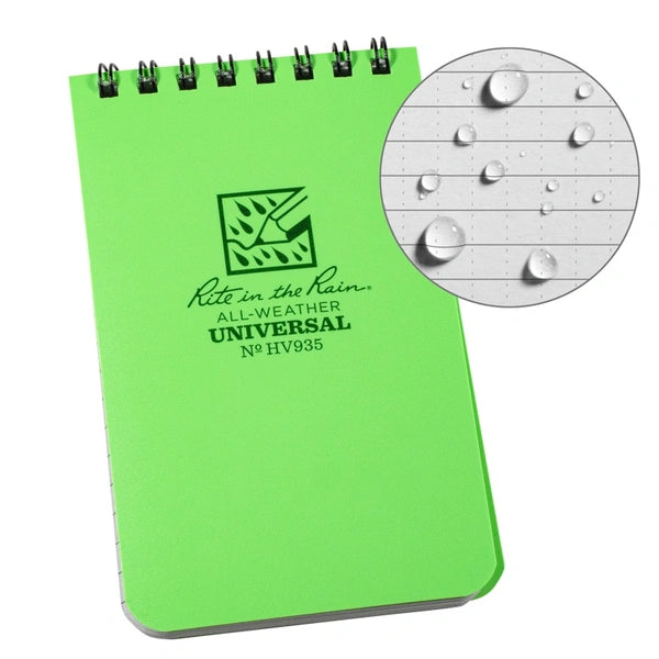 Top Spiral Notebook, 3" x 5", Waterproof Writing