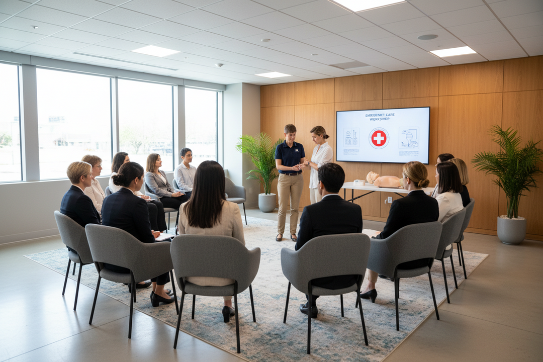 group of people participating in a workshop for first aid