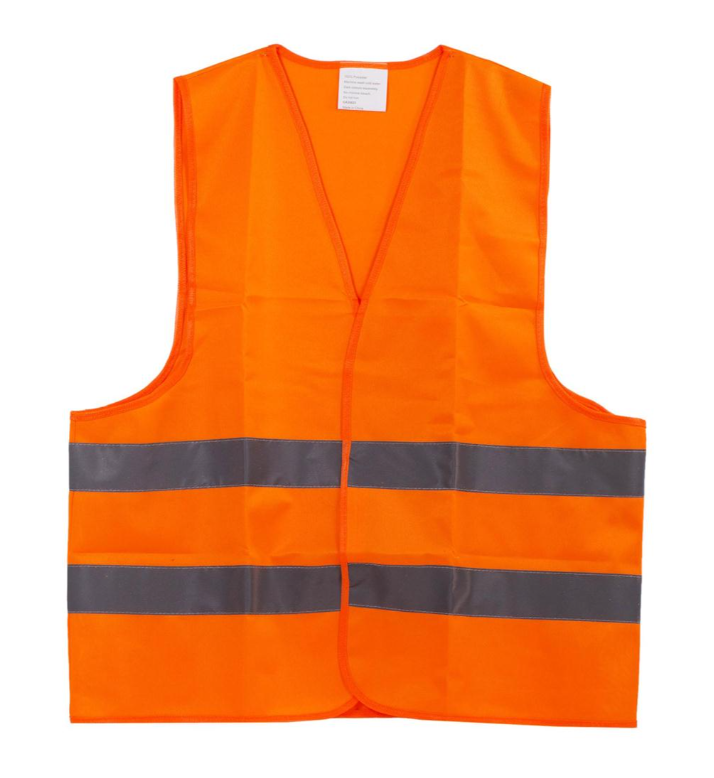 Fluorescent orange reflective safety vest with silver reflective stripes for high visibility