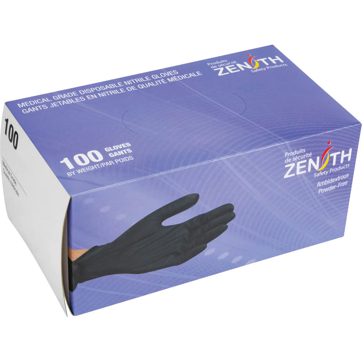Heavyweight Tactile Grip Examination Gloves, Nitrile, 8-mil, Powder-Free, Black