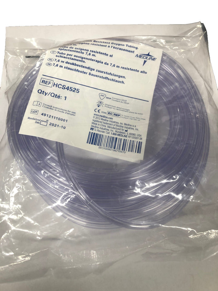 Crush-Resistant Oxygen Tubing 25ft Clear 25Ct