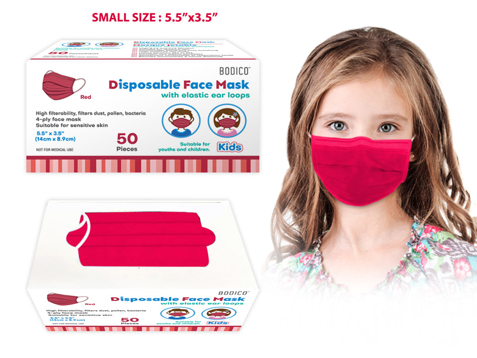 Bodico 50pc KIDS Disposable Mask v 4 ply w/EarLoop